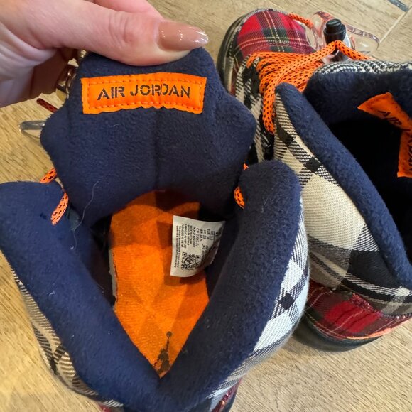 Air Jordan 5 Retro Plaid limited Sneakers Multicolor Black/Orange Size 4 - Picture 10 of 13